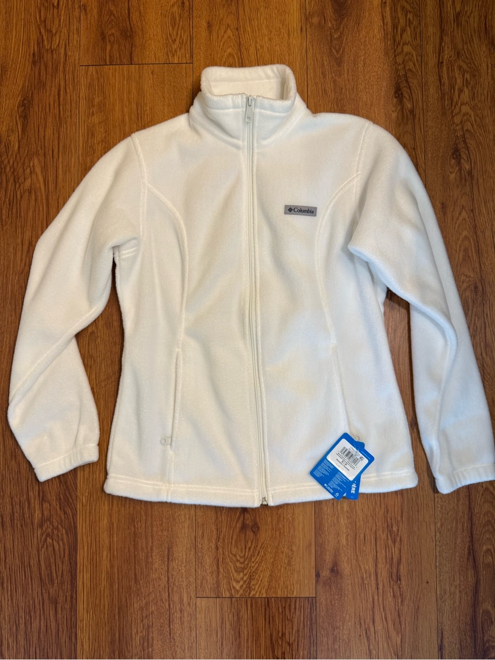 Columbia Women's White Full-Zip Fleece Jacket with Stand Collar